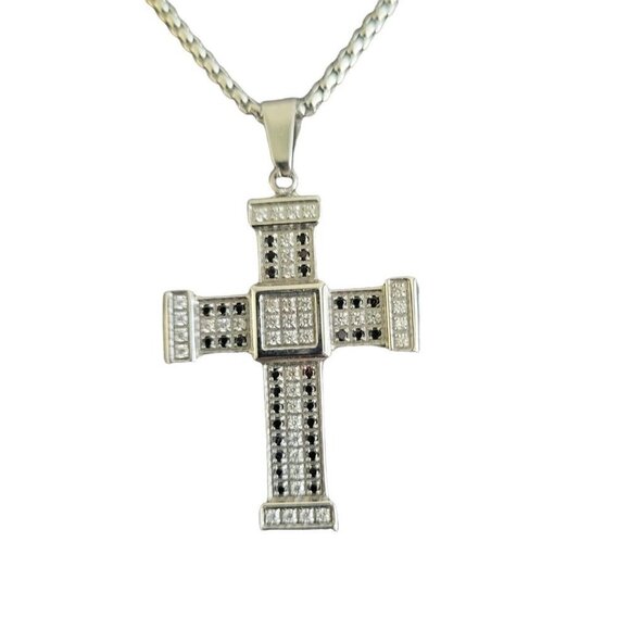 Legacy for MEN by Simone Sm Mens Crystal Cross 24 Pendan Stainless Steel 24" - Picture 3 of 3